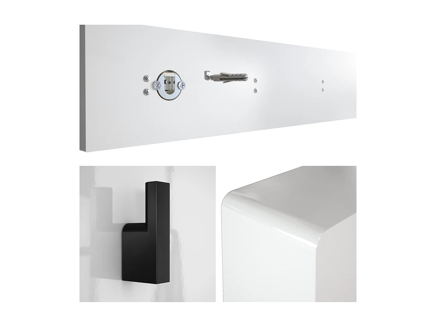 Wandgarderobe Garderobenleiste Garderobenpaneel Linea V2 in Weiß Hochglanz