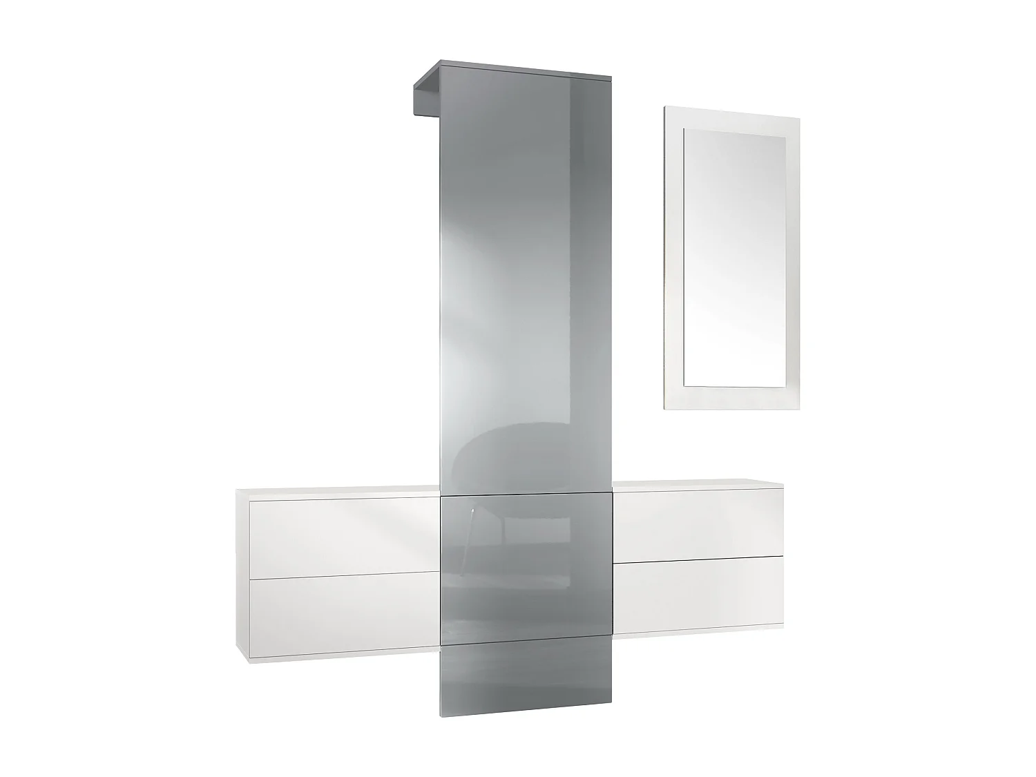 GARDEROBE Carlton Paneel in Grau Hochglanz