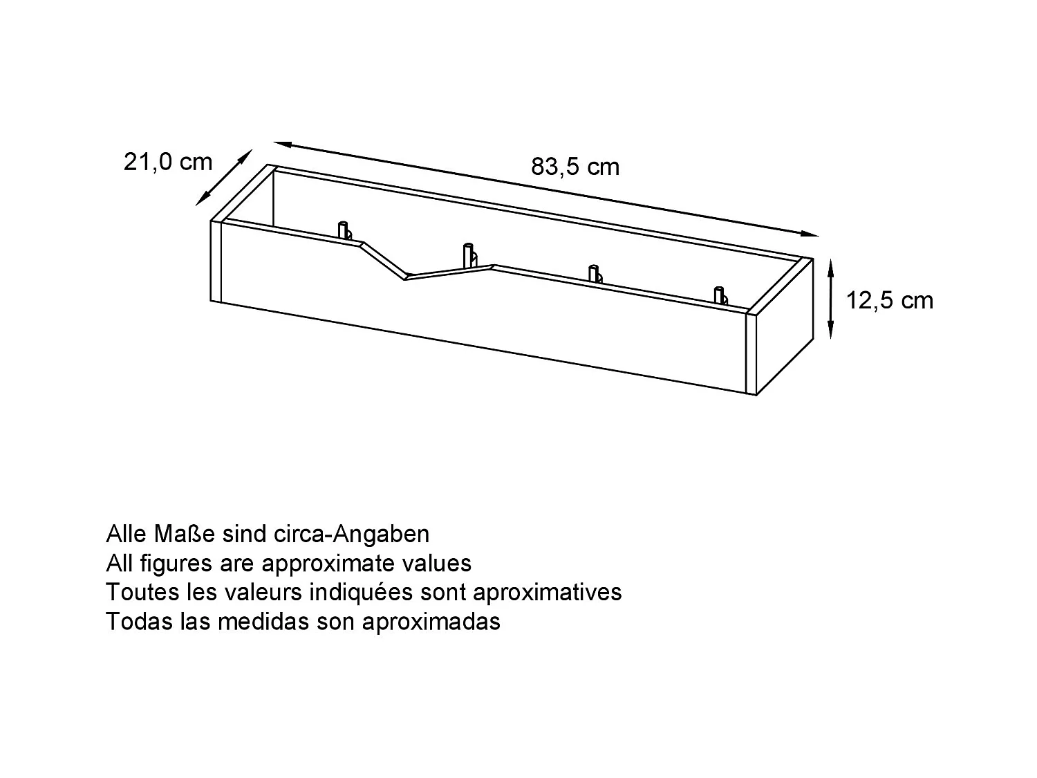 Perchero gancho de pared panel para colgar ropa Kolmio, cuerpo en blanco mate, frente en petróleo de alto brillo 83,5 x 12,5 x 21 cm