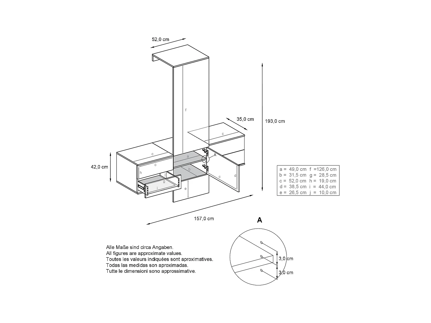 GARDEROBE Carlton Paneel in Grau Hochglanz