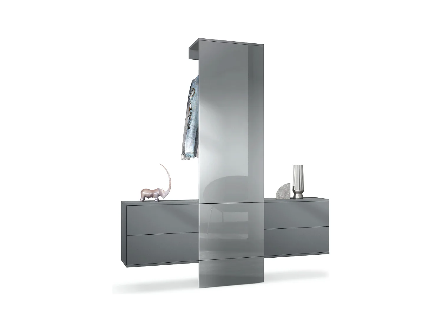 GARDEROBE Carlton Paneel in Grau Hochglanz