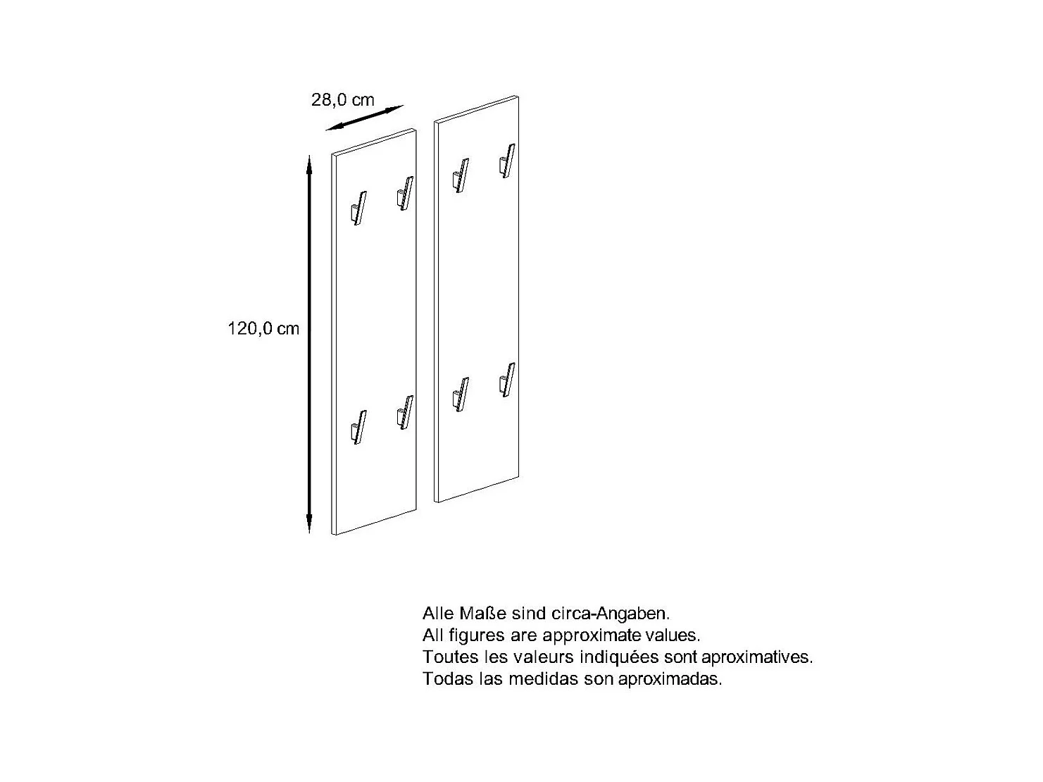 Vladon Perchero de pared 120, Perchero compuesto por 2 Paneles, Hormigón oxidado (cada uno: 28 x 120 x 2 cm)