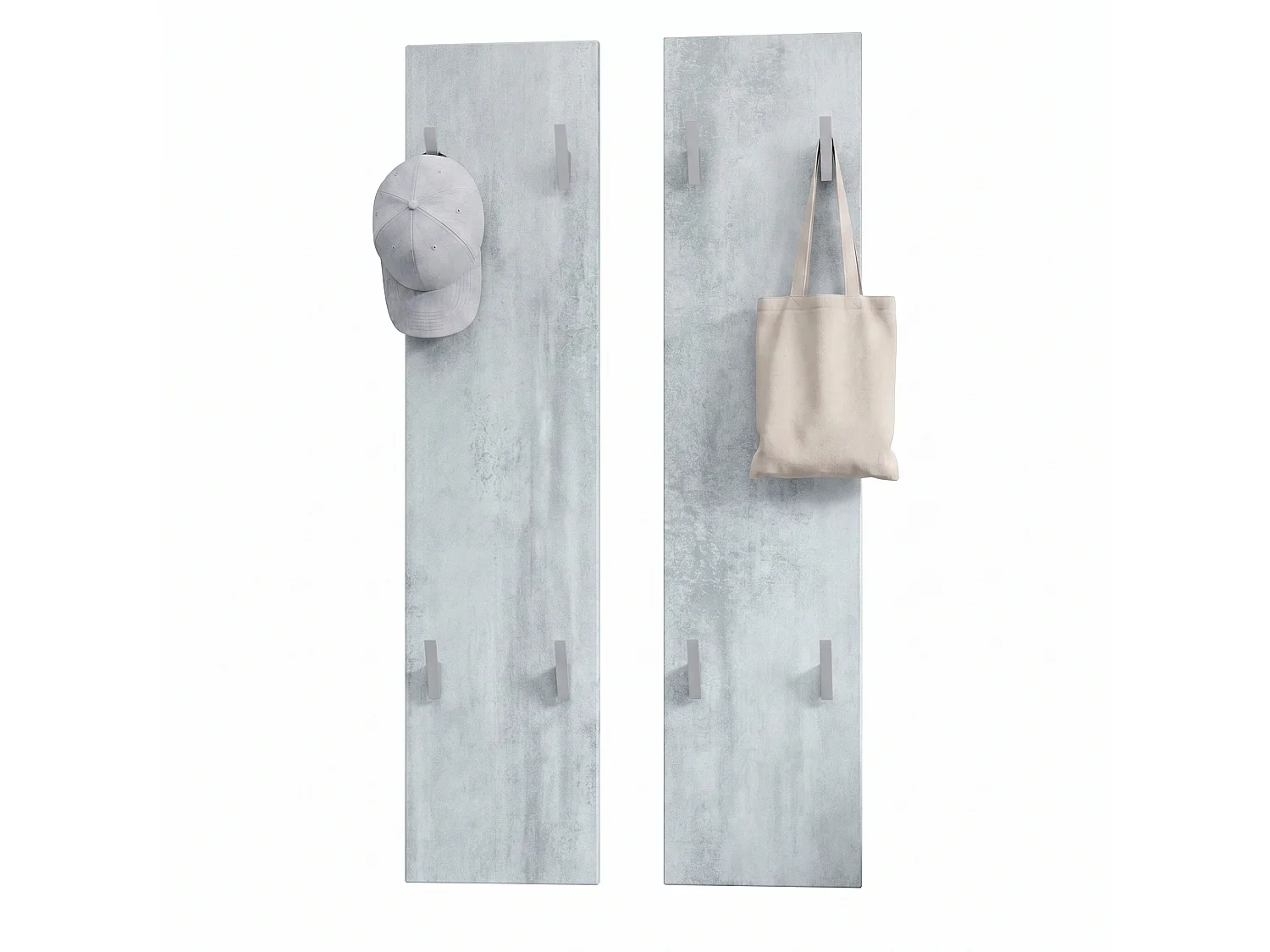 Panneau mural 120, Panneau de porte-manteau comprenant 2 panneaux, Aspect Béton Oxyde (28 x 120 x 2 cm chacun)