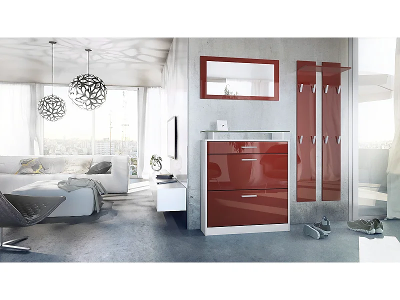 GARDEROBE Loret Front in Bordeaux Hochglanz