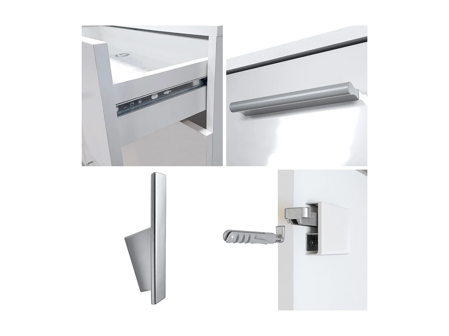 Ensemble de meubles d'entrée Kioto, Corps en Blanc mat / Façades en Noir mat