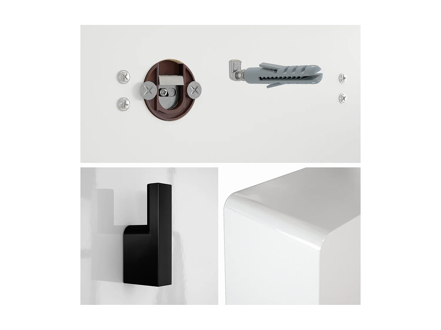 Wandgarderobe Garderobenleiste Garderobenpaneel Linea in Creme Hochglanz