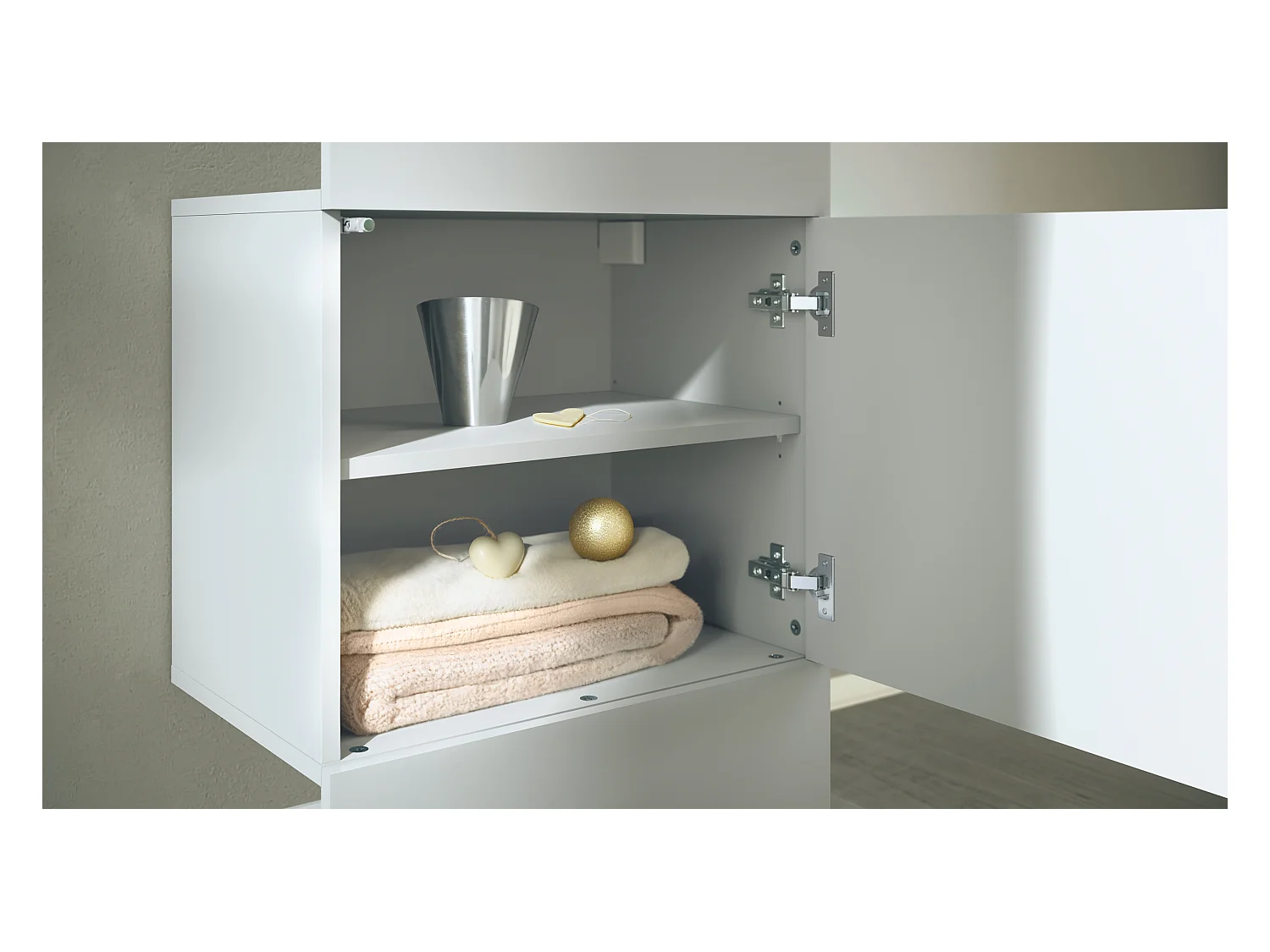 Garde-robe Carlton Neo, Porte-manteau mural avec panneau d'entrée, miroir, tringle à vêtements et armoire murale, blanc mat (52 x 193 x 35 cm)