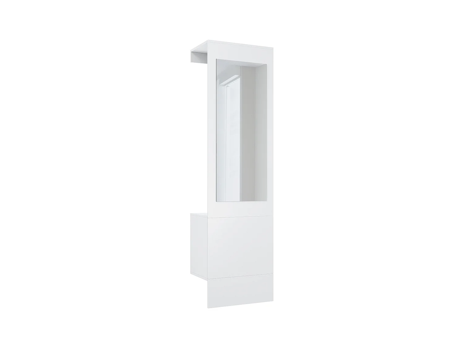 Garde-robe Carlton Neo, Porte-manteau mural avec panneau d'entrée, miroir, tringle à vêtements et armoire murale, blanc mat (52 x 193 x 35 cm)