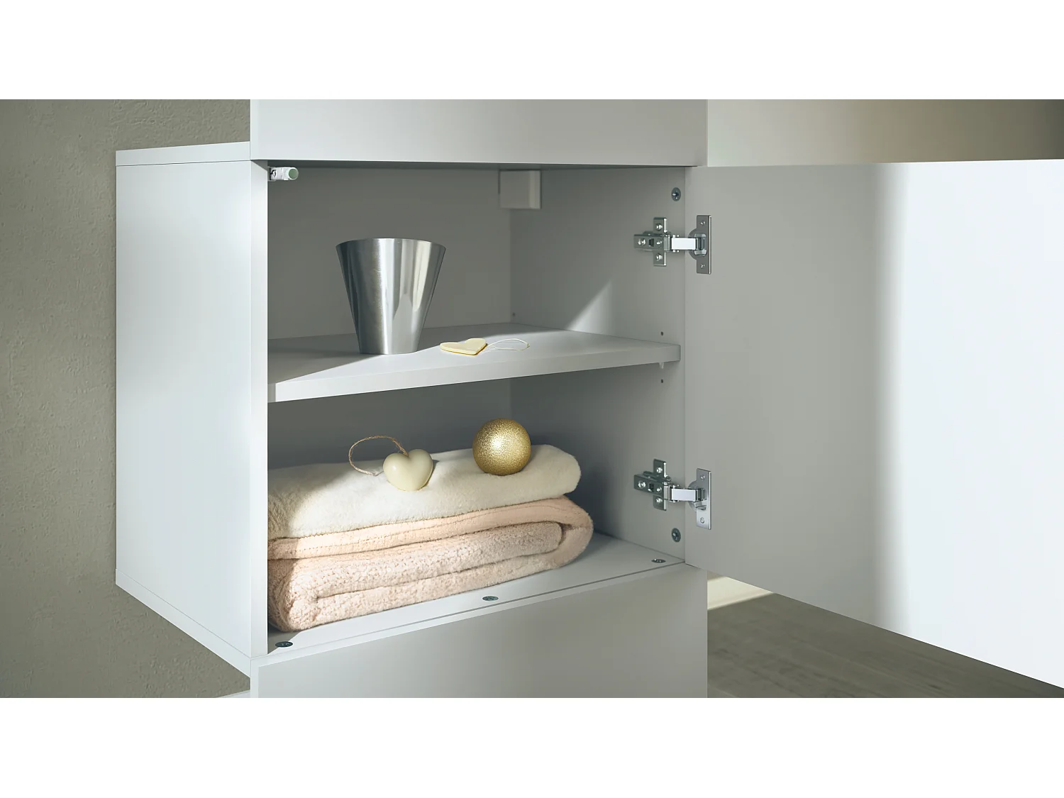 Garde-robe Carlton Neo, Porte-manteau mural avec panneau d'entrée, miroir, tringle à vêtements et armoire murale, blanc mat (52 x 193 x 35 cm)