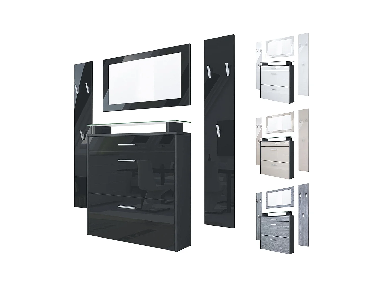 GARDEROBE Malea Front in Sandgrau Hochglanz