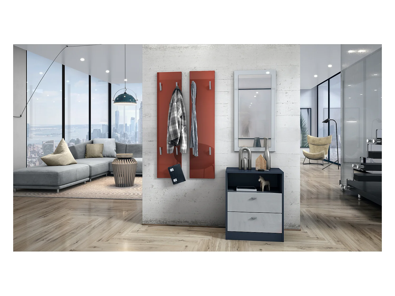 GARDEROBENPANEEL Wandpaneel Bordeaux Hochglanz