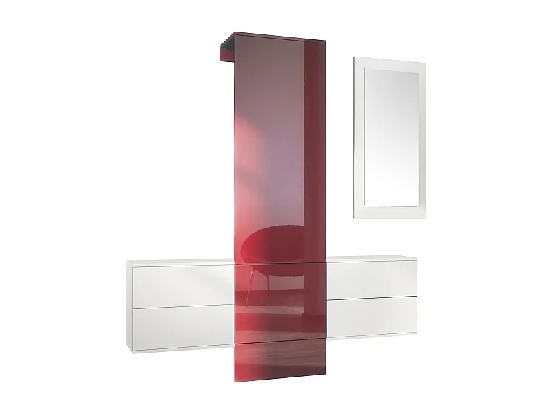 GARDEROBE Carlton Paneel in Bordeaux Hochglanz