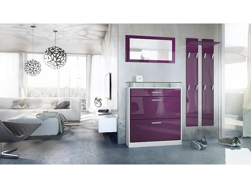 GARDEROBE Loret Front in Brombeer Hochglanz