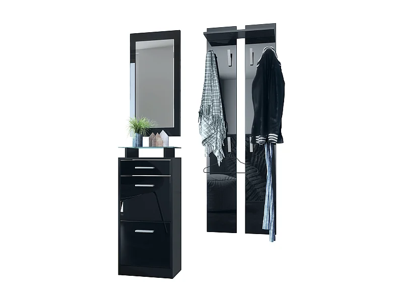 GARDEROBE Loret Front in Schwarz Hochglanz