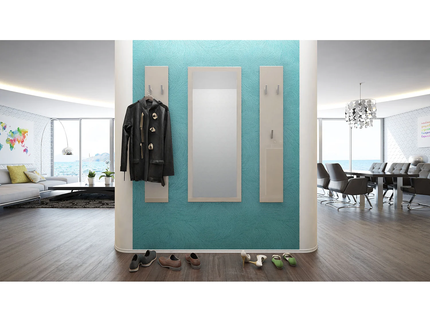 Ensemble de meubles d'entrée Spot en Gris sable haute brillance