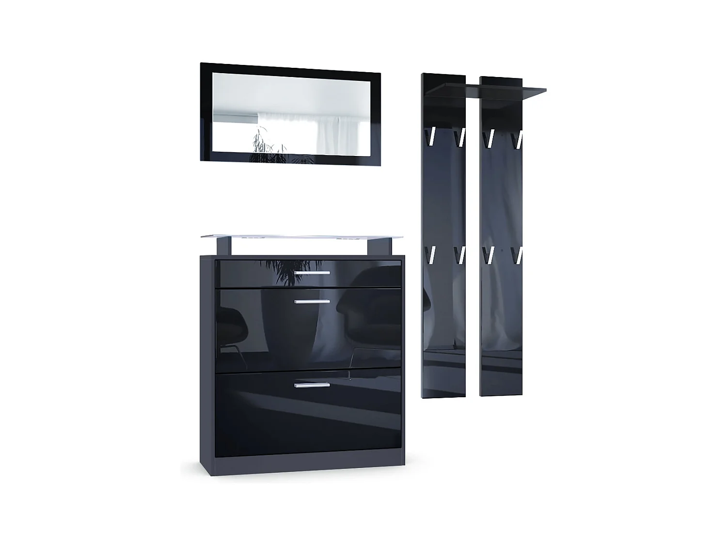 GARDEROBE Loret Front in Schwarz Hochglanz