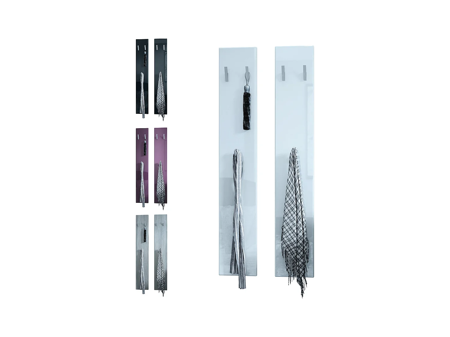 Panel de Pared 140, Hecho en Alemania, Panel Perchero con 2 Paneles, crema de alto brillo (je 24 x 140 x 2 cm)