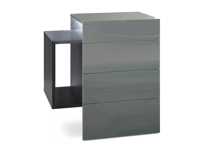 NACHTTISCH Queens Front in Grau Hochglanz