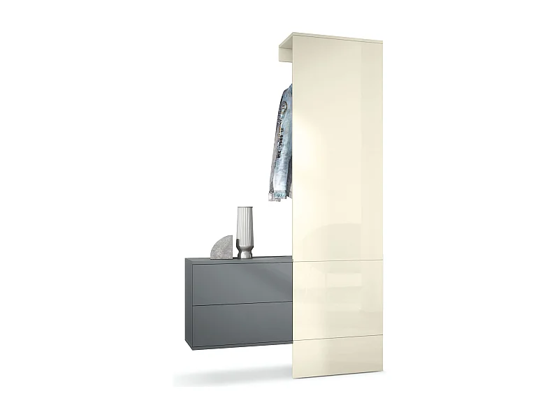 GARDEROBE Carlton Paneel in Creme Hochglanz