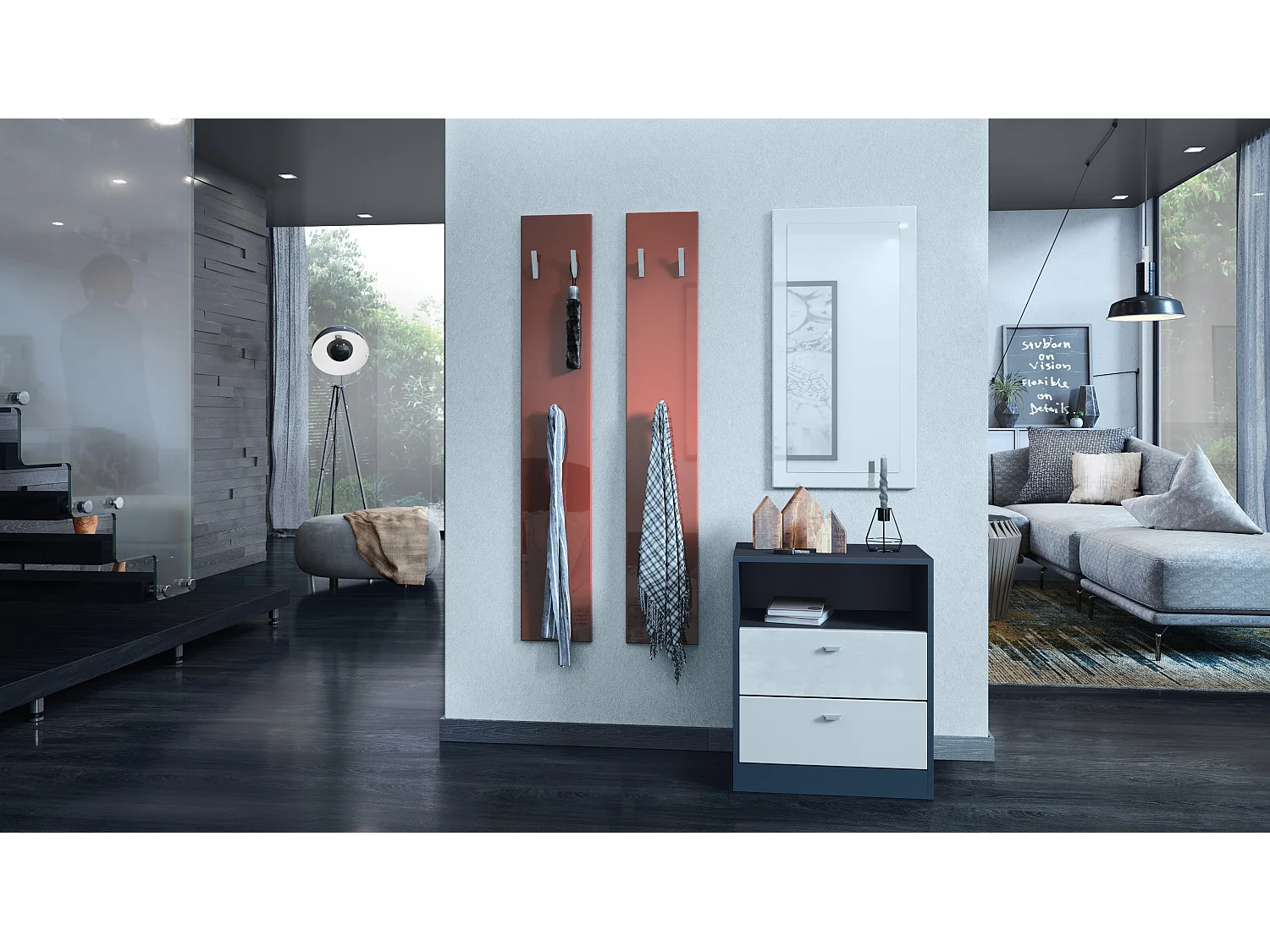 Panneau Mural 140, Fabriqué en Allemagne, Panneau de Vestiaire avec 2 Panneaux, bordeaux haute brillance (je 24 x 140 x 2 cm)