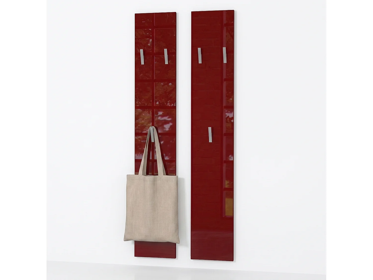 Panneau Mural 140, Fabriqué en Allemagne, Panneau de Vestiaire avec 2 Panneaux, bordeaux haute brillance (je 24 x 140 x 2 cm)