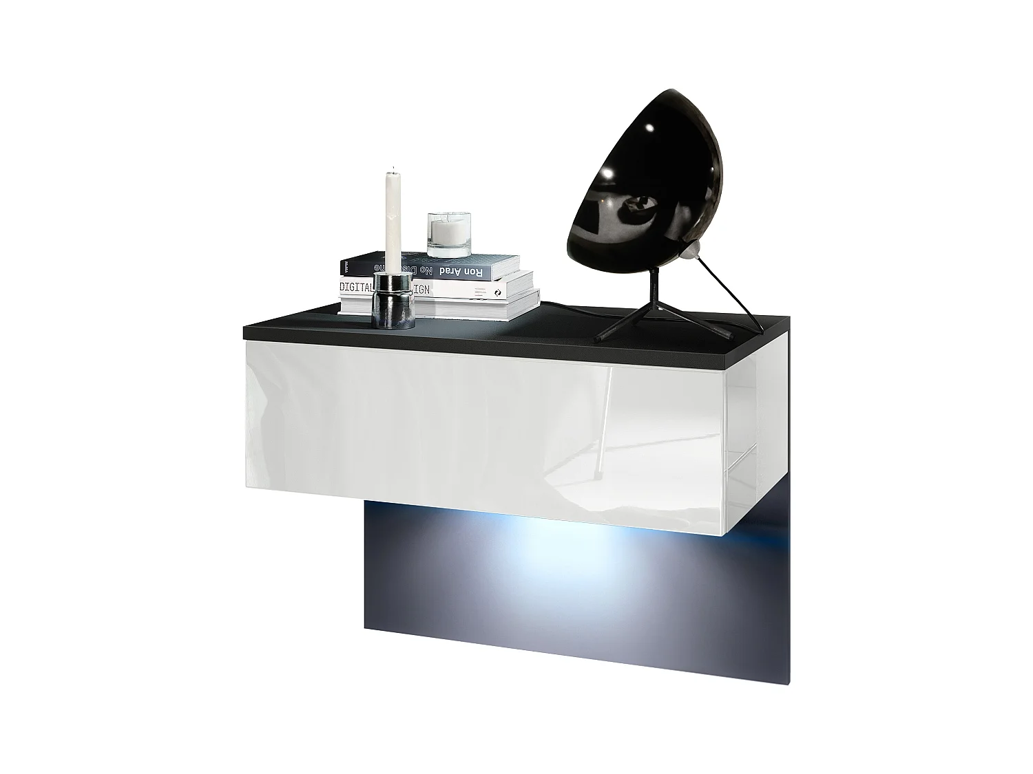 NACHTTISCH Sleep Fronten in Weiß Hochglanz