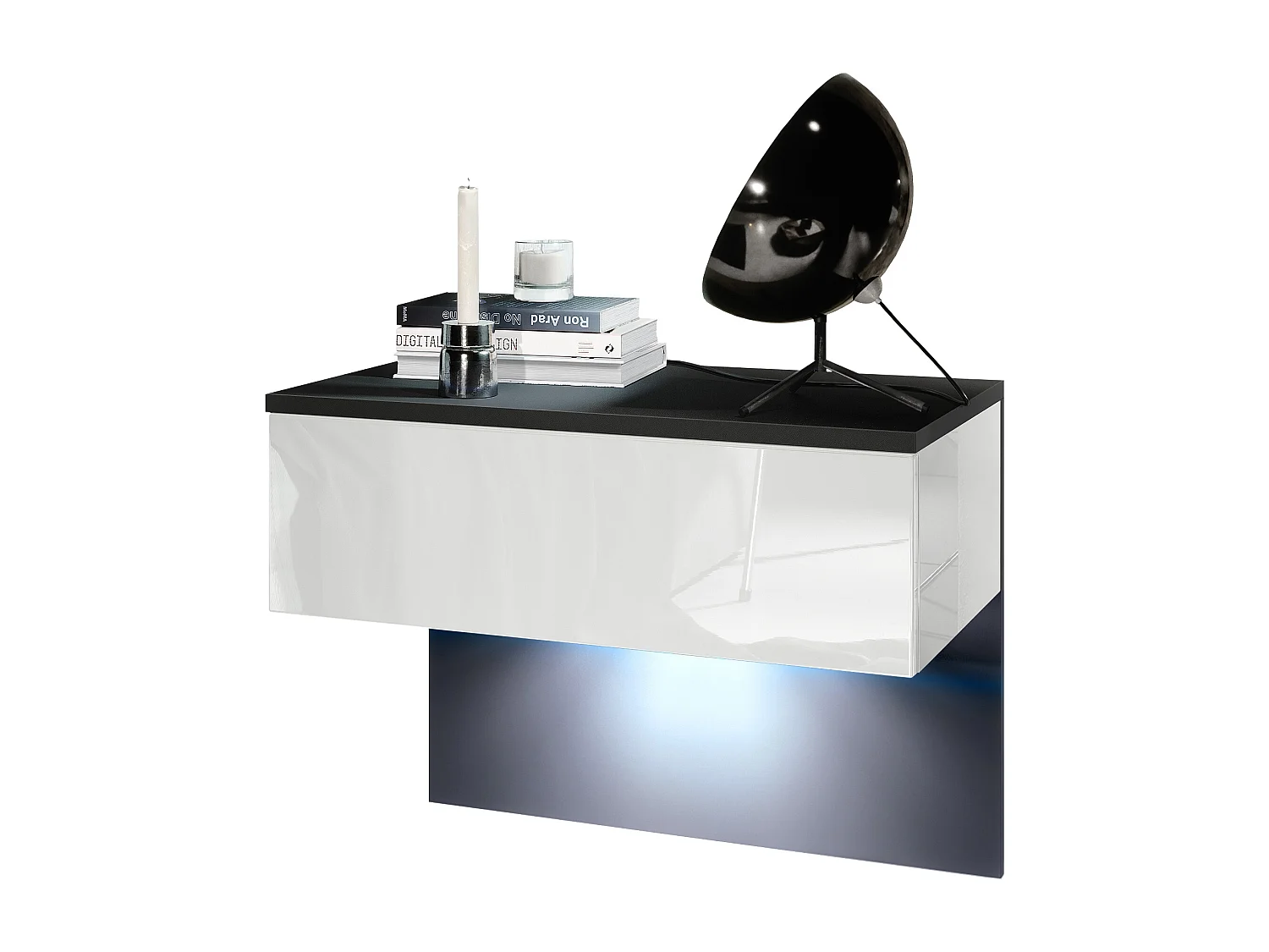 NACHTTISCH Sleep Fronten in Weiß Hochglanz