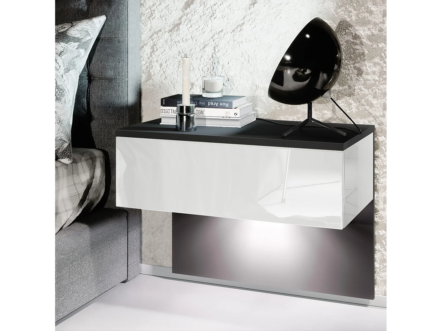 NACHTTISCH Sleep Fronten in Weiß Hochglanz