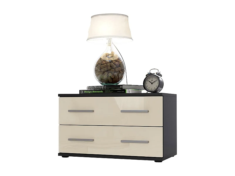 NACHTTISCH Kioto Front in Creme Hochglanz