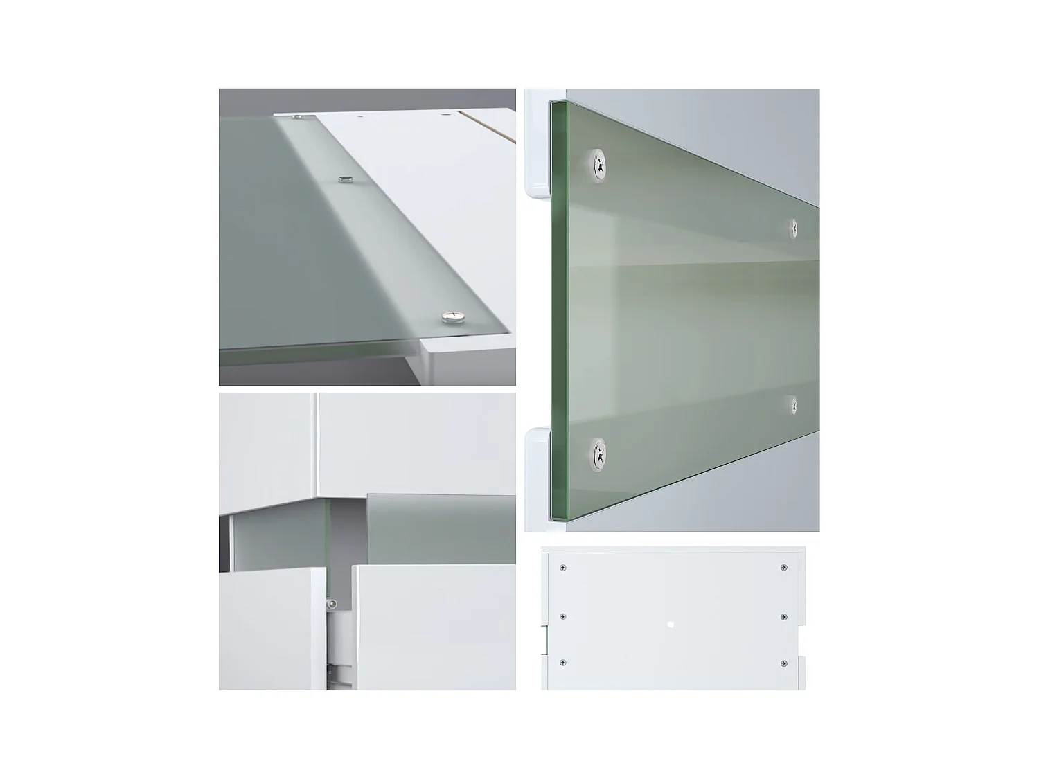 Table de chevet Flow, Table de nuit avec tiroir pour fixation murale, Blanc mat/Blanc haute brillance, éclairage LED inclus (60 x 45 x 39 cm)