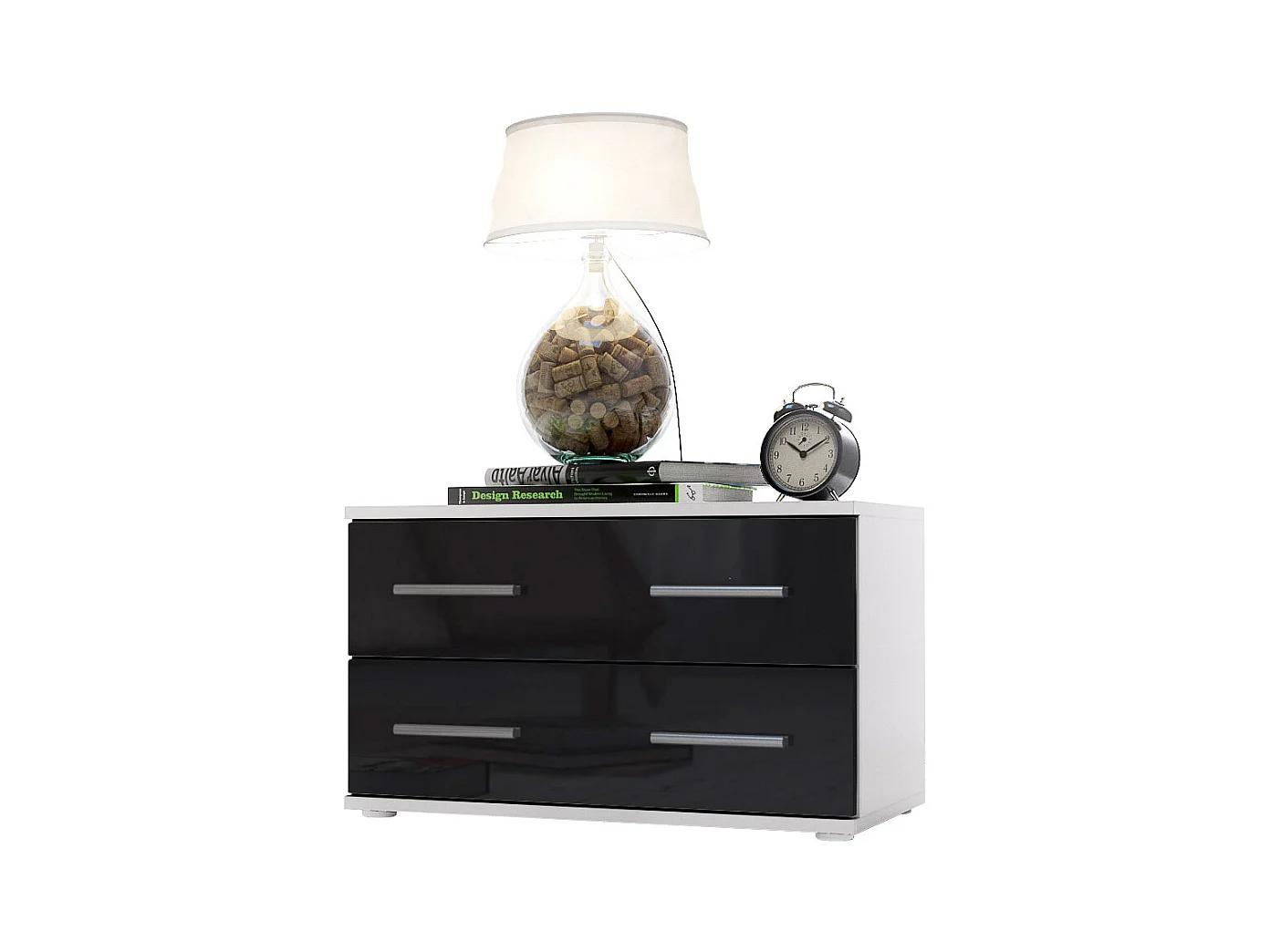 NACHTTISCH Kioto Front in Schwarz Hochglanz