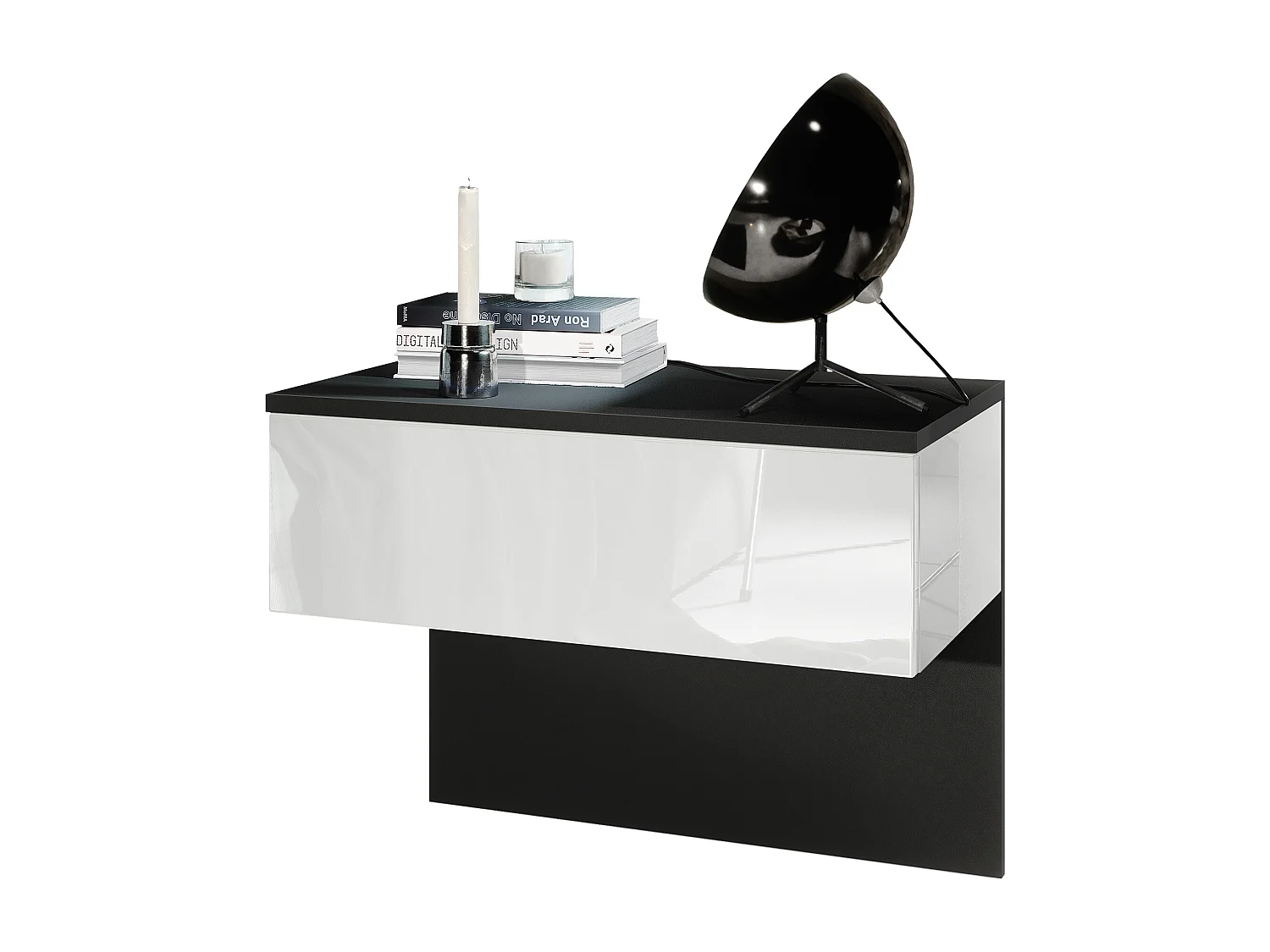 NACHTTISCH Sleep Fronten in Weiß Hochglanz