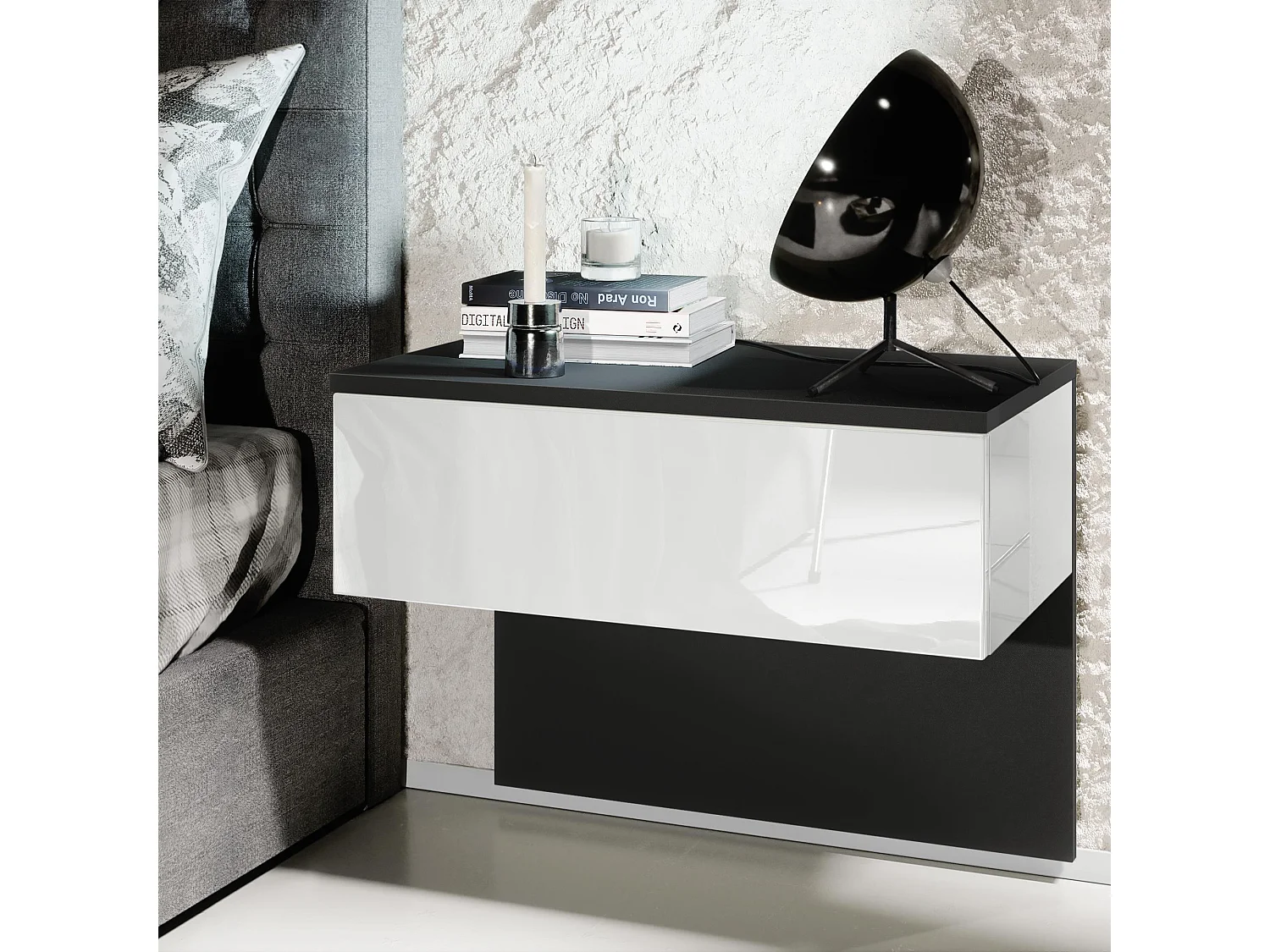 NACHTTISCH Sleep Fronten in Weiß Hochglanz
