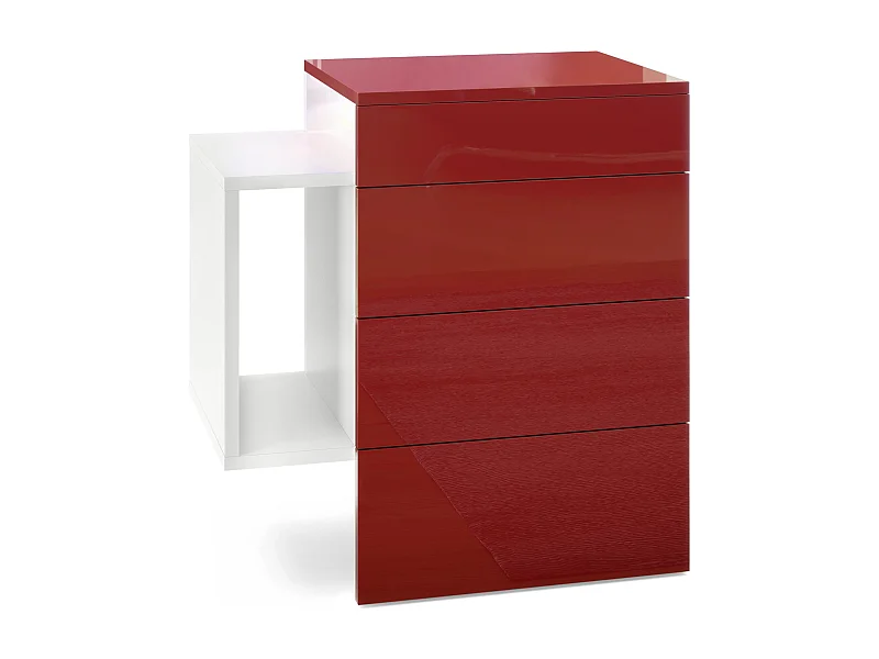 NACHTTISCH Queens Front in Bordeaux Hochglanz