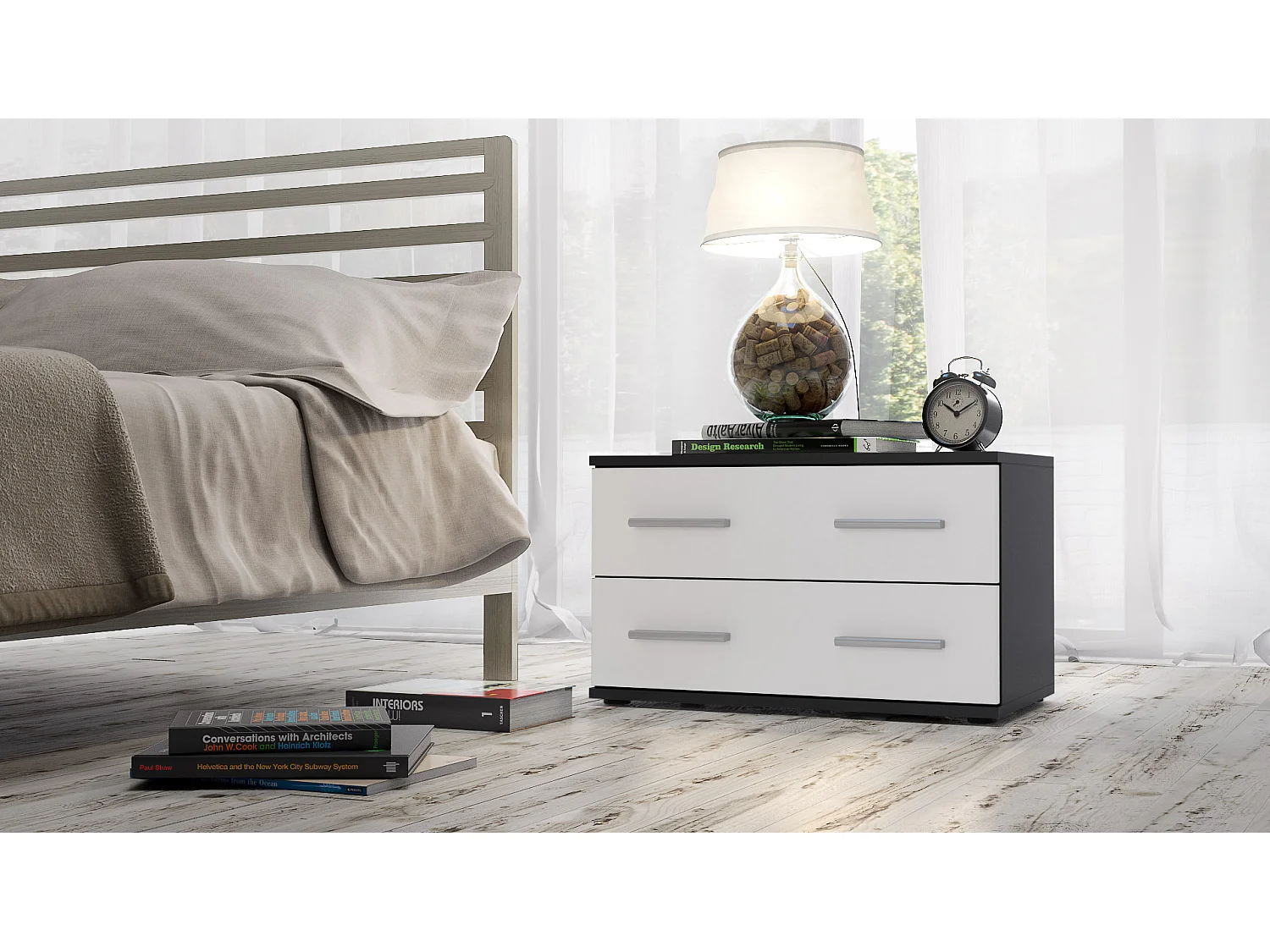 NACHTTISCH Kioto Front in Weiß matt