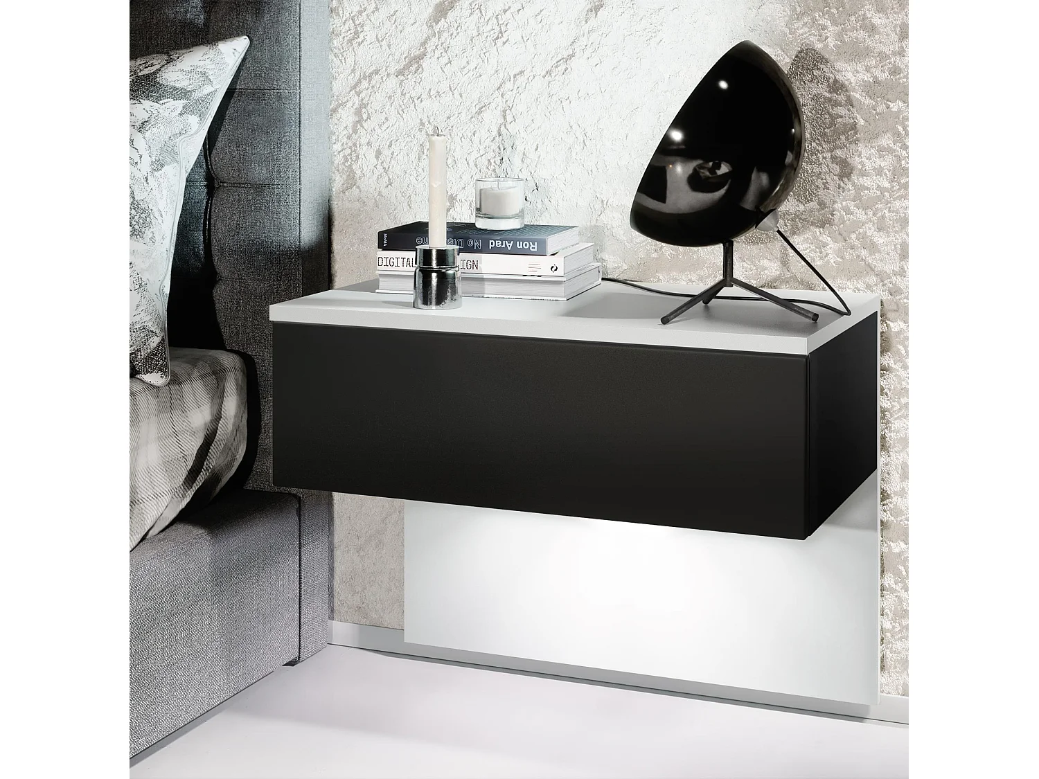 NACHTTISCH Sleep Fronten in Schwarz matt