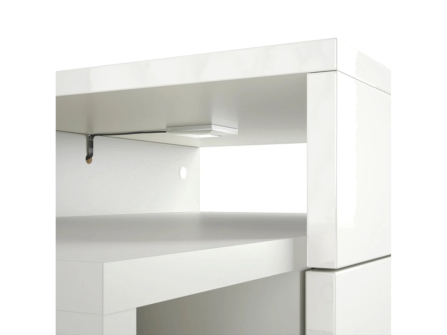Table de chevet Queens, Table de nuit avec 2 tiroirs et 1 compartiment latéral à fixer au mur, Noir mat/Aspect Béton Oxyde, incl. LED blanc (60x63x36 cm)