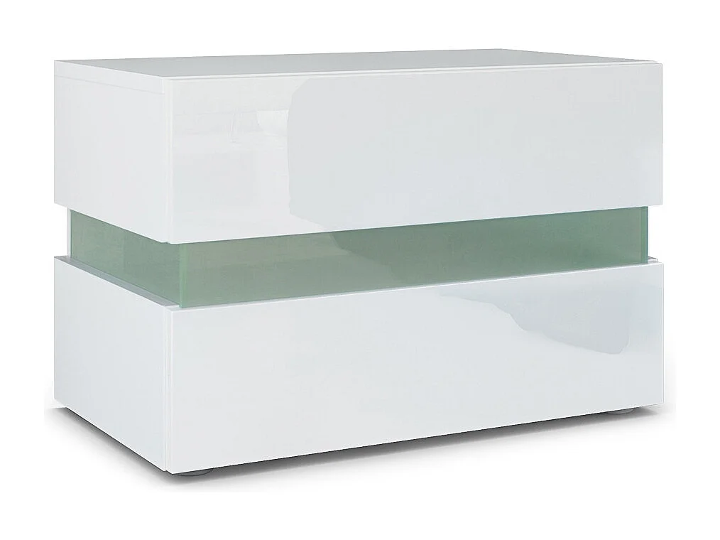 Table de chevet Flow, Table de nuit avec tiroir pour fixation murale, Blanc mat/Blanc haute brillance (60 x 45 x 39 cm)