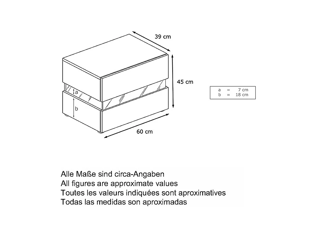 Table de chevet Flow, Table de nuit avec tiroir pour fixation murale, Blanc mat/Blanc haute brillance (60 x 45 x 39 cm)