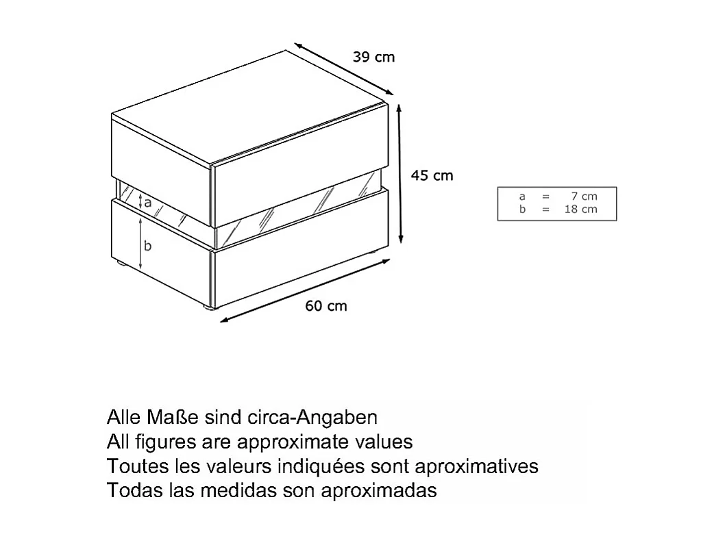 Table de chevet Flow, Table de nuit avec tiroir pour fixation murale, Blanc mat/Blanc haute brillance (60 x 45 x 39 cm)
