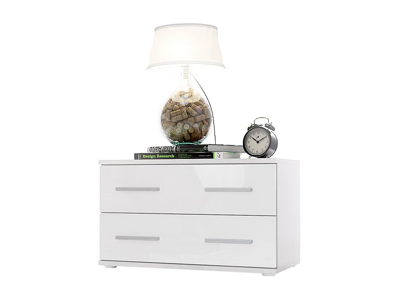 NACHTTISCH Kioto Front in Weiß Hochglanz