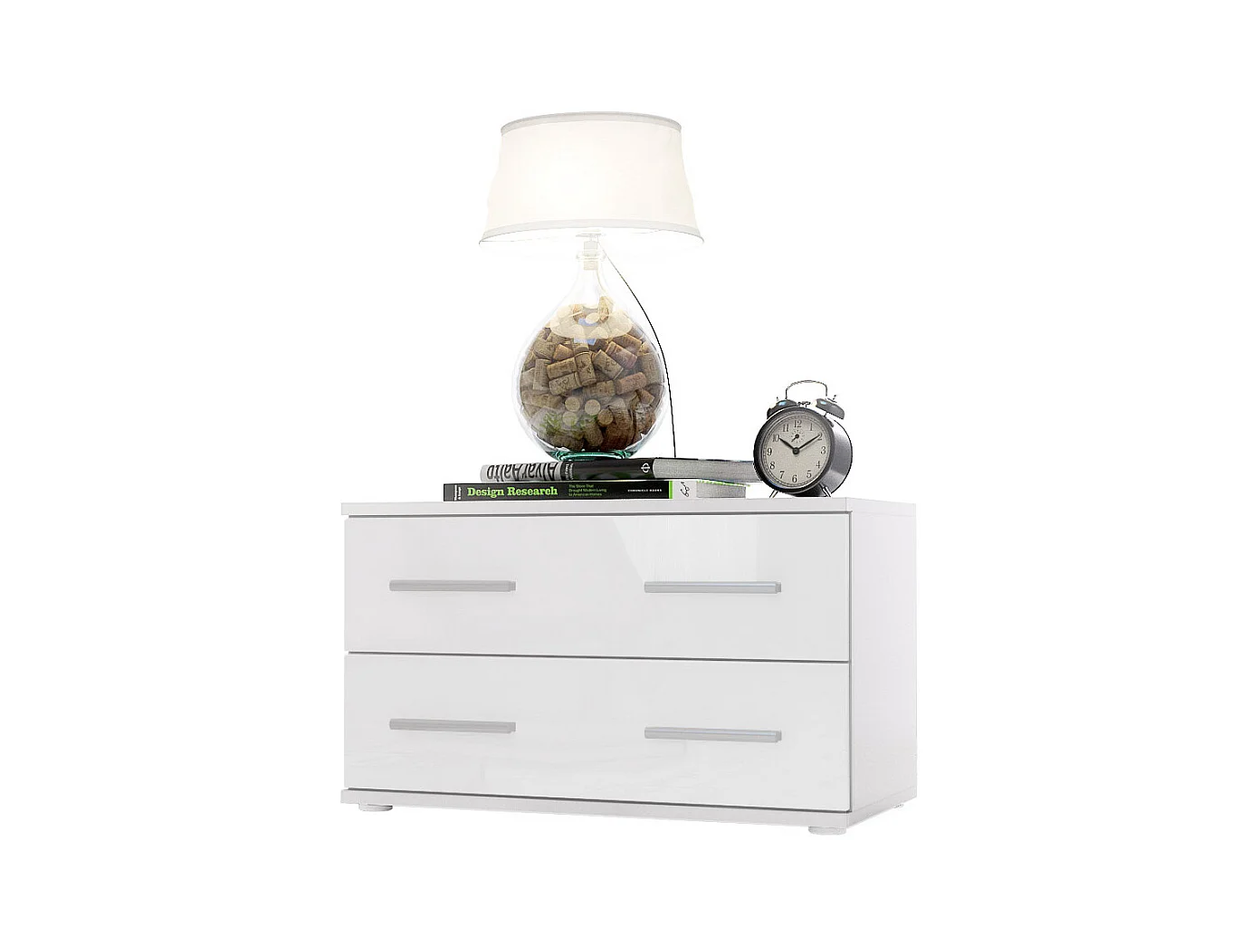 NACHTTISCH Kioto Front in Weiß Hochglanz