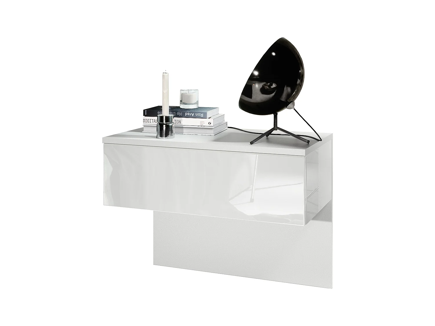 NACHTTISCH Sleep Fronten in Weiß Hochglanz