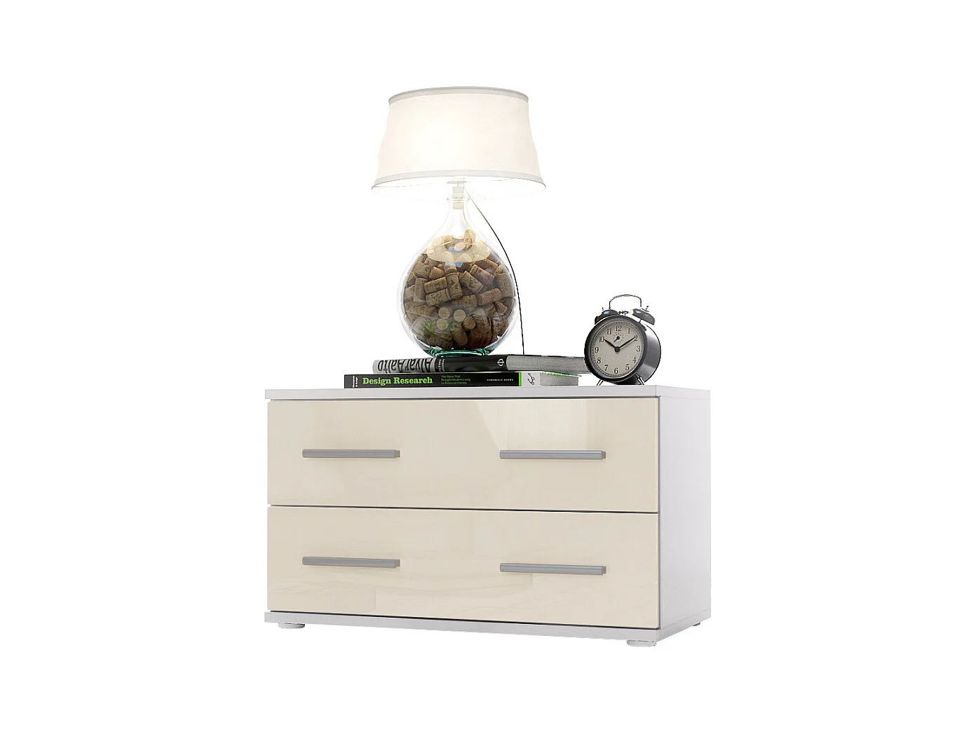 NACHTTISCH Kioto Front in Creme Hochglanz