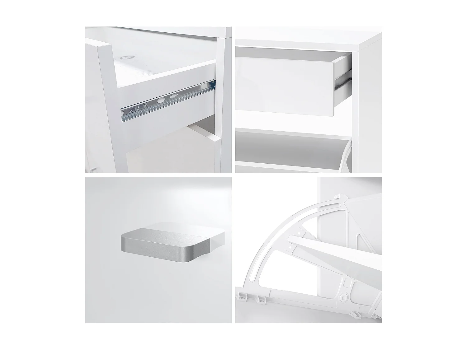 Scarpiera Today con 4 ante e 2 cassetti 155,5 x 95 x 28 cm, con illuminazione LED blu, struttura in bianco opaco, frontali in bianco lucido