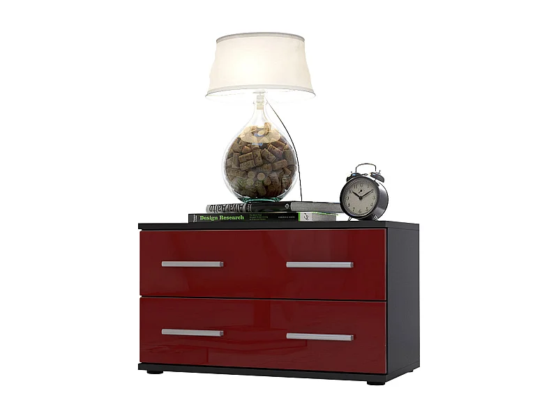 NACHTTISCH Kioto Front in Bordeaux Hochglanz