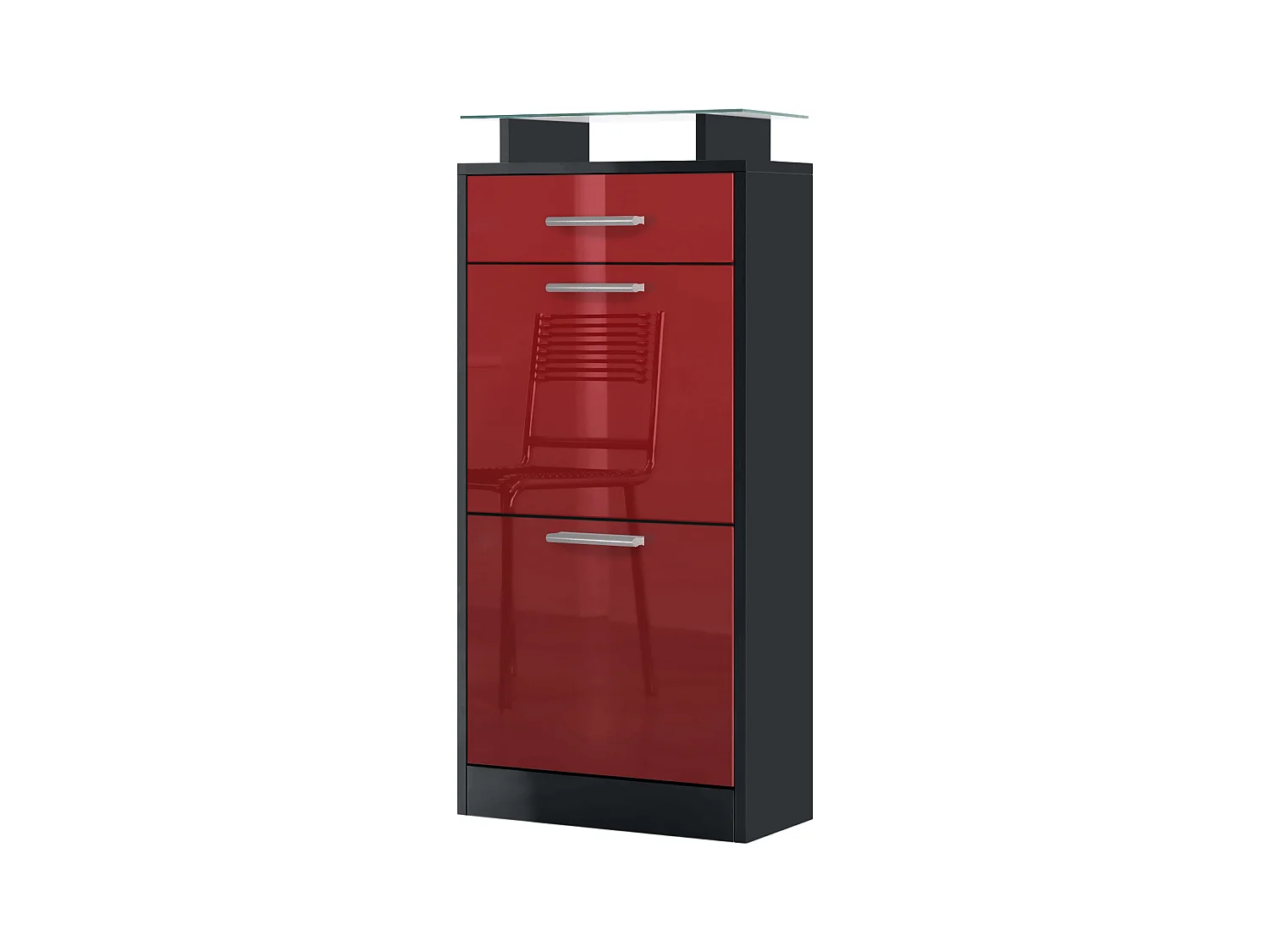 SCHUHSCHRANK Loret Front in Bordeaux Hochglanz