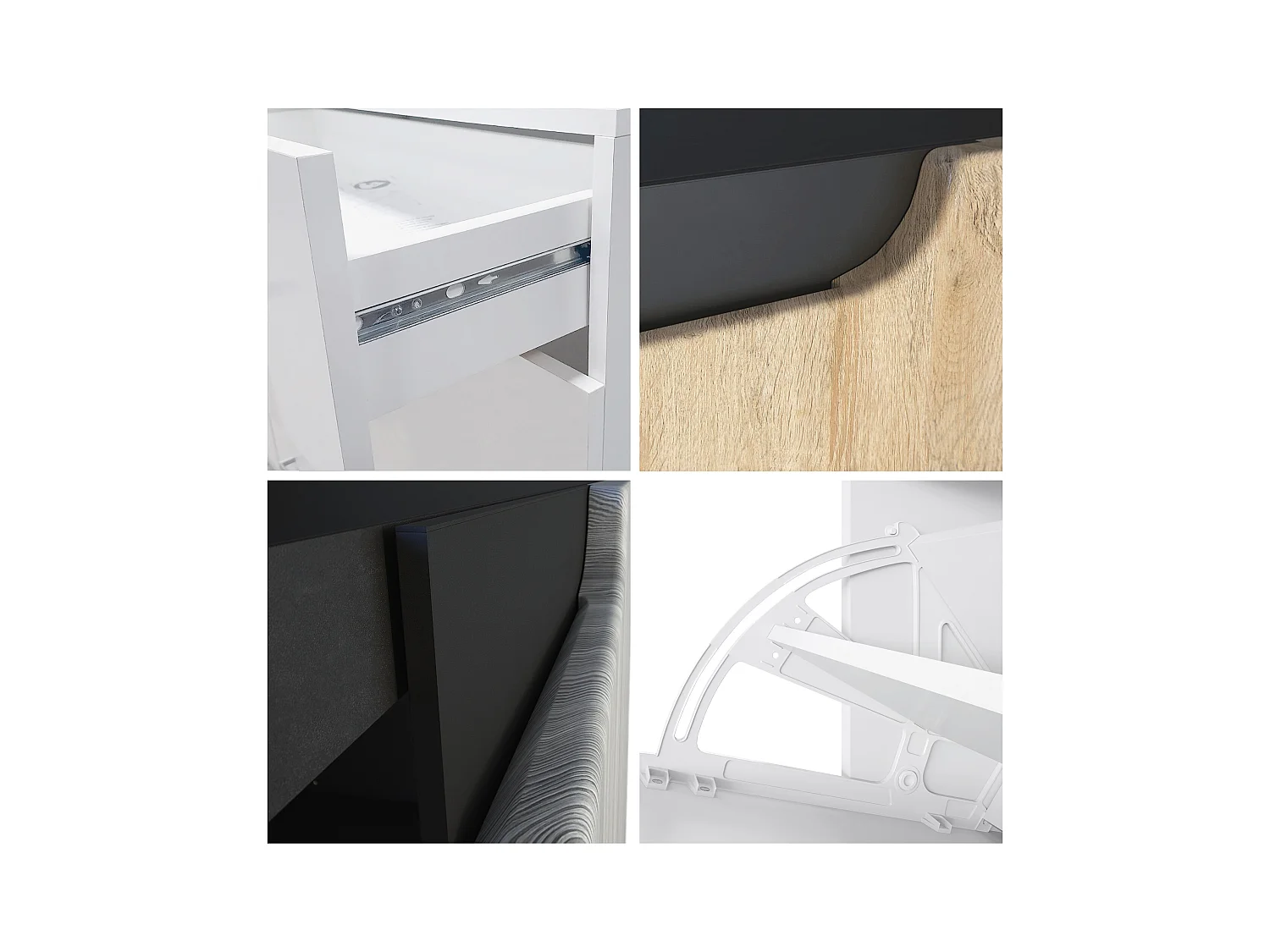 Meuble à chaussures Fiesta V2, Corps en Noir mat / Façades en Crème haute brillance avec un decor en Noir haute brillance