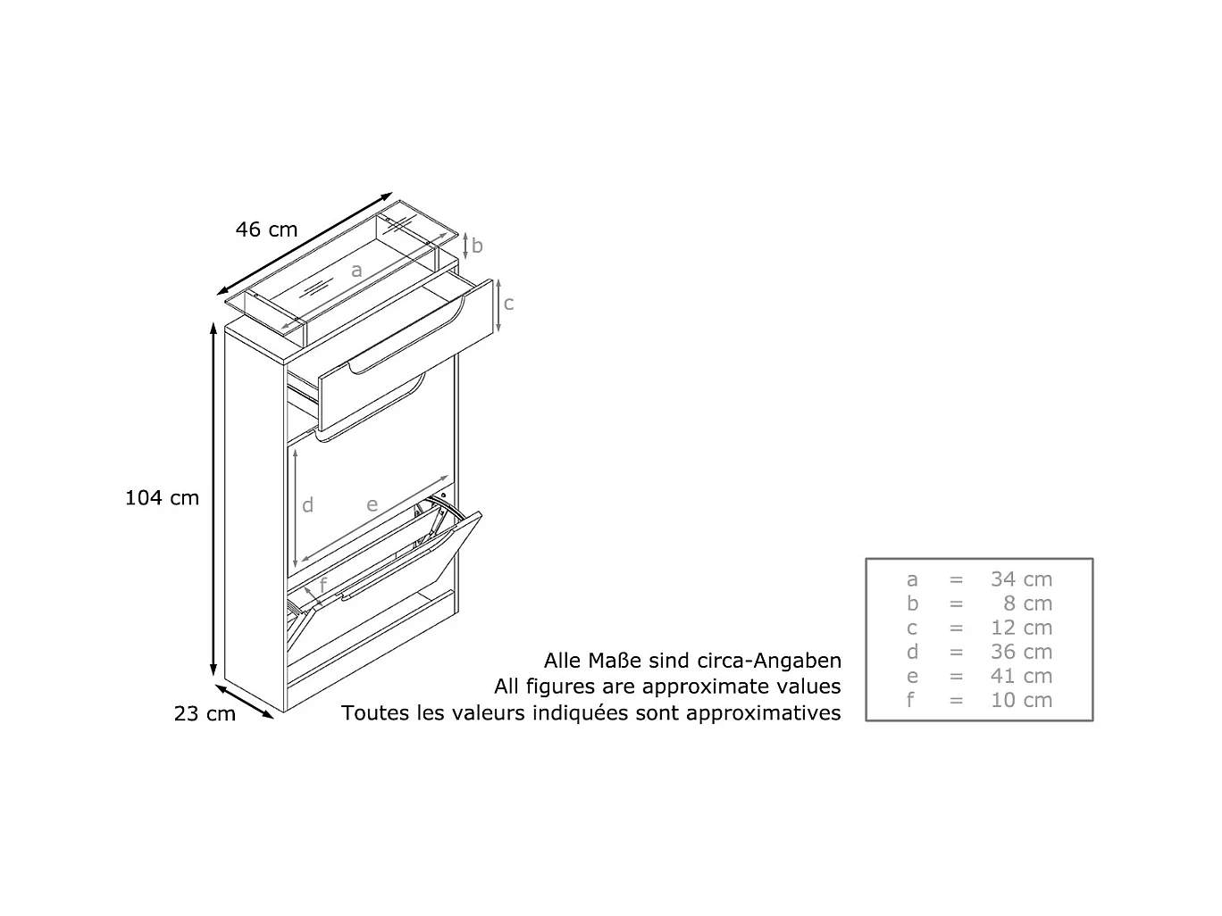 Meuble à chaussures Fiesta V2, Corps en Noir mat / Façades en Crème haute brillance avec un decor en Noir haute brillance
