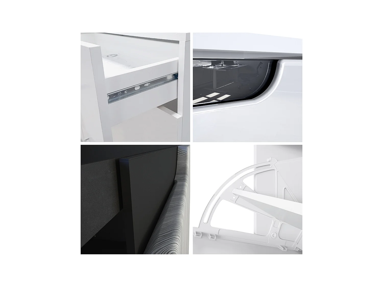 Meuble à chaussures Fiesta V2, Corps en Blanc mat / Façades en Noir haute brillance avec un decor en Blanc haute brillance